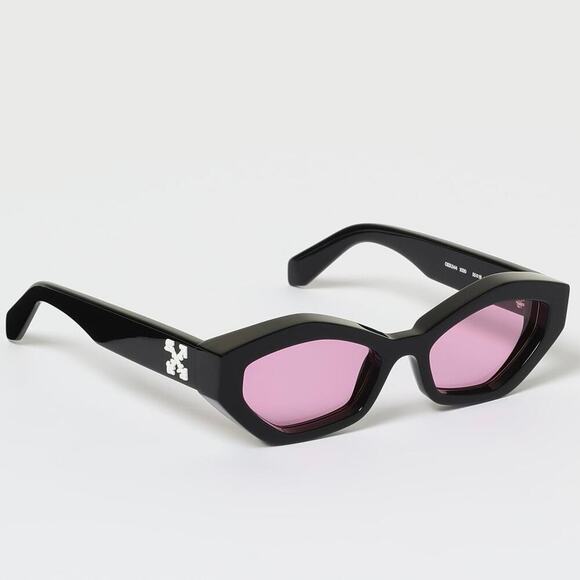 Off-White Hilo Cat-Eye Sunglasses Black Pink Lens Acetate Made in Italy NEW main image 6
